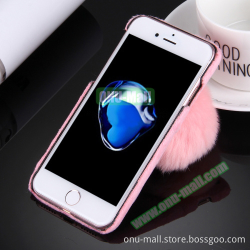 PC Protective Case for iPhone 7 Plus with Furry Ball, Mobile Phone Case for iPhone 7 Plus Back Cover